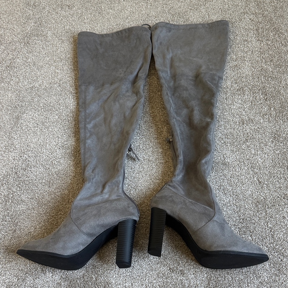 NWOT Gray Suede Thigh-High Boots